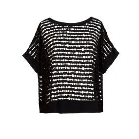 Open Knit Short Sleeve Boxy Top