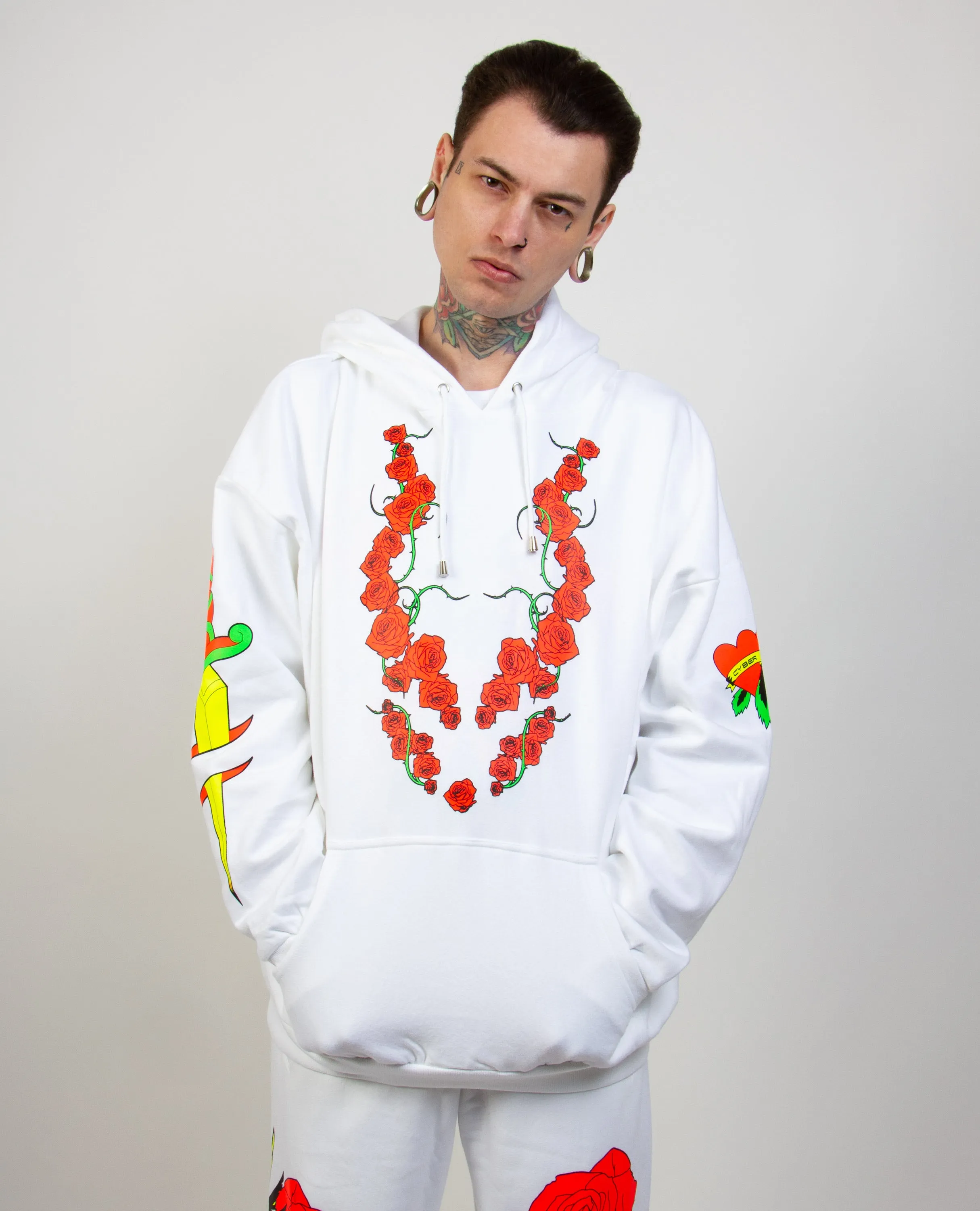 OVERSIZE TATTOO ROSE HOODIE