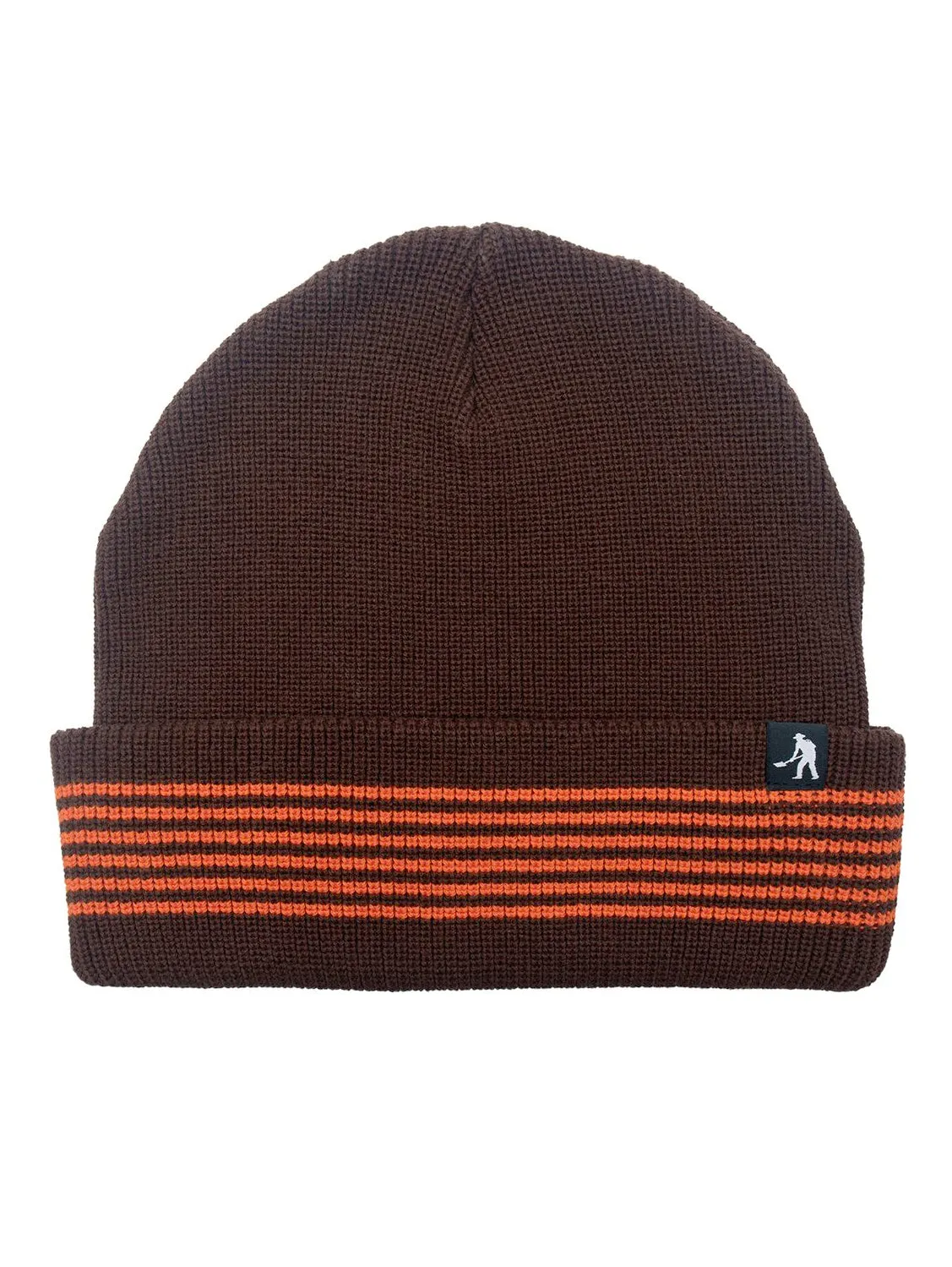 Pass-Port Organic Cotton Stripe Knit Beanie - Choc / Orange