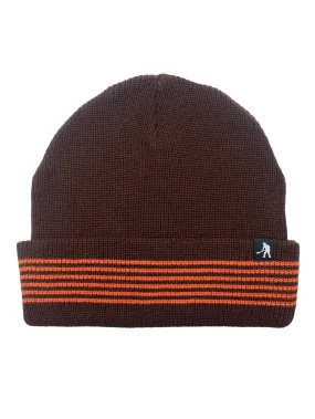 Pass-Port Organic Cotton Stripe Knit Beanie - Choc / Orange