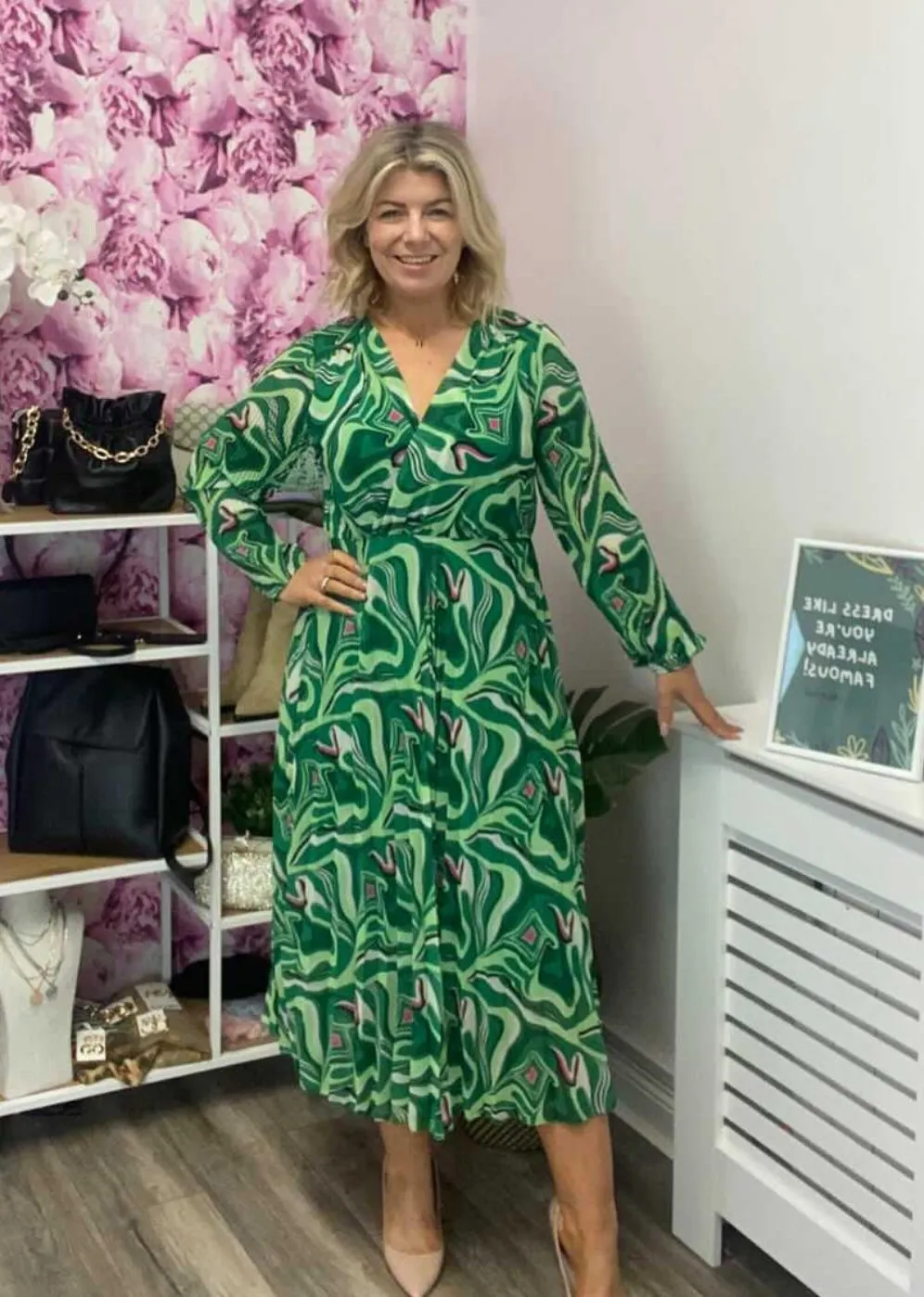 Patricia Midi Dress (Green Geo)