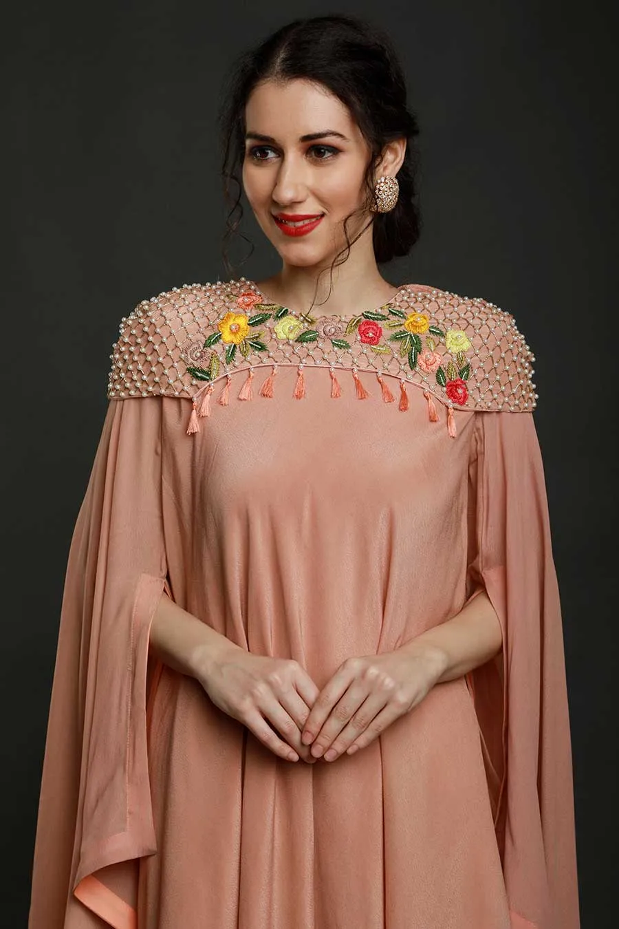 Peach Asymmetric Tunic & Pants Set