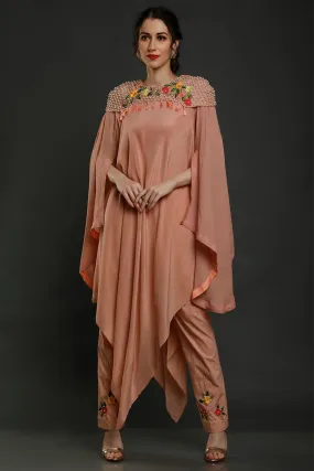 Peach Asymmetric Tunic & Pants Set