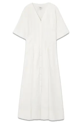 Pleated A-Line Midi Shirt Dress