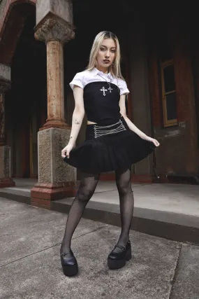 Pleated Chain Skort