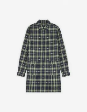 PLEATED MINI SHIRT DRESS NAVY/ASH TREE