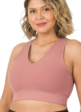 Plus Cropped Tank Top in Lt Rose by Zenana