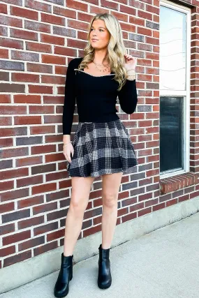 Posh idea Plaid Pleated Skirt