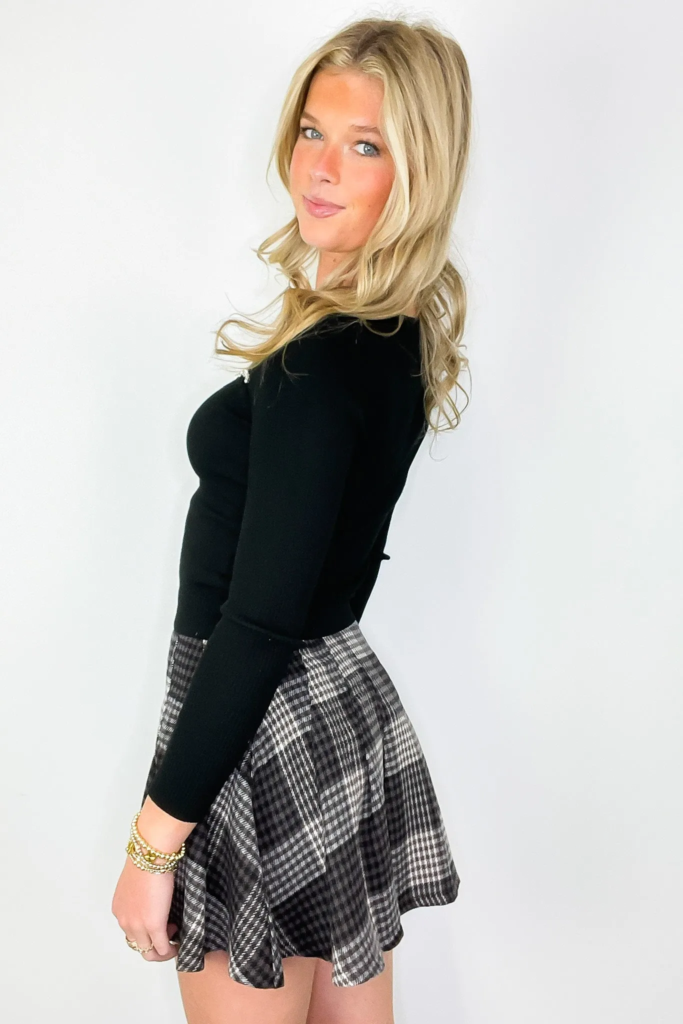 Posh idea Plaid Pleated Skirt