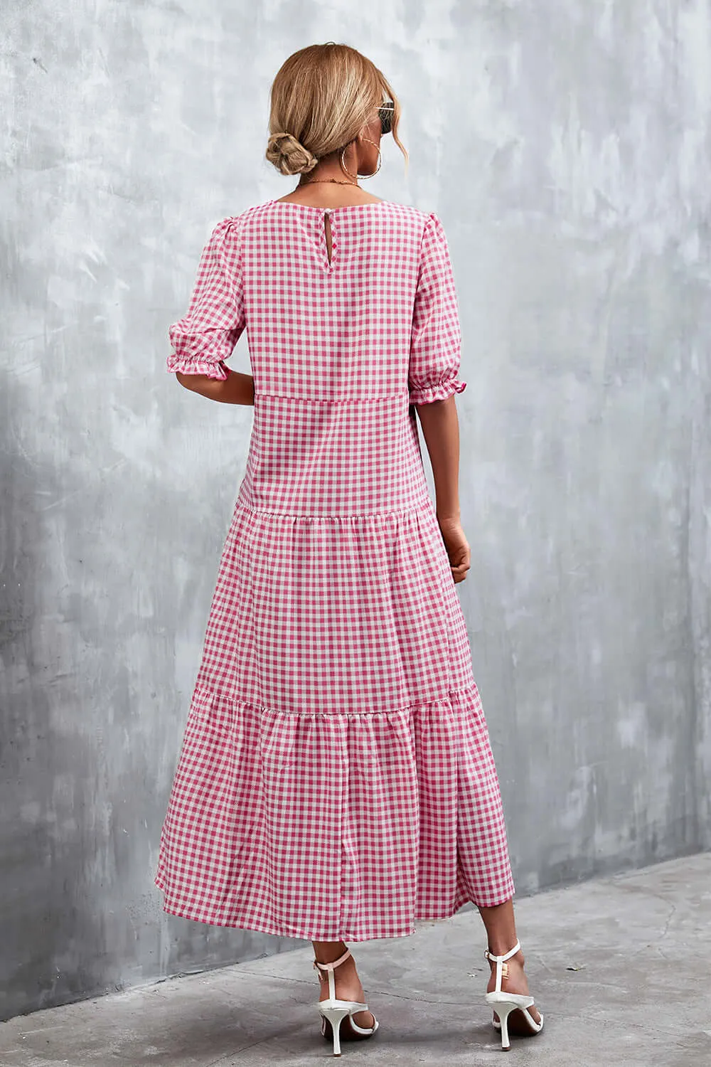 Printed Flounce Sleeve Tiered Dress