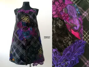 Purple Pinafore Dress,XL Wool Overall Dress,Jumper Dress