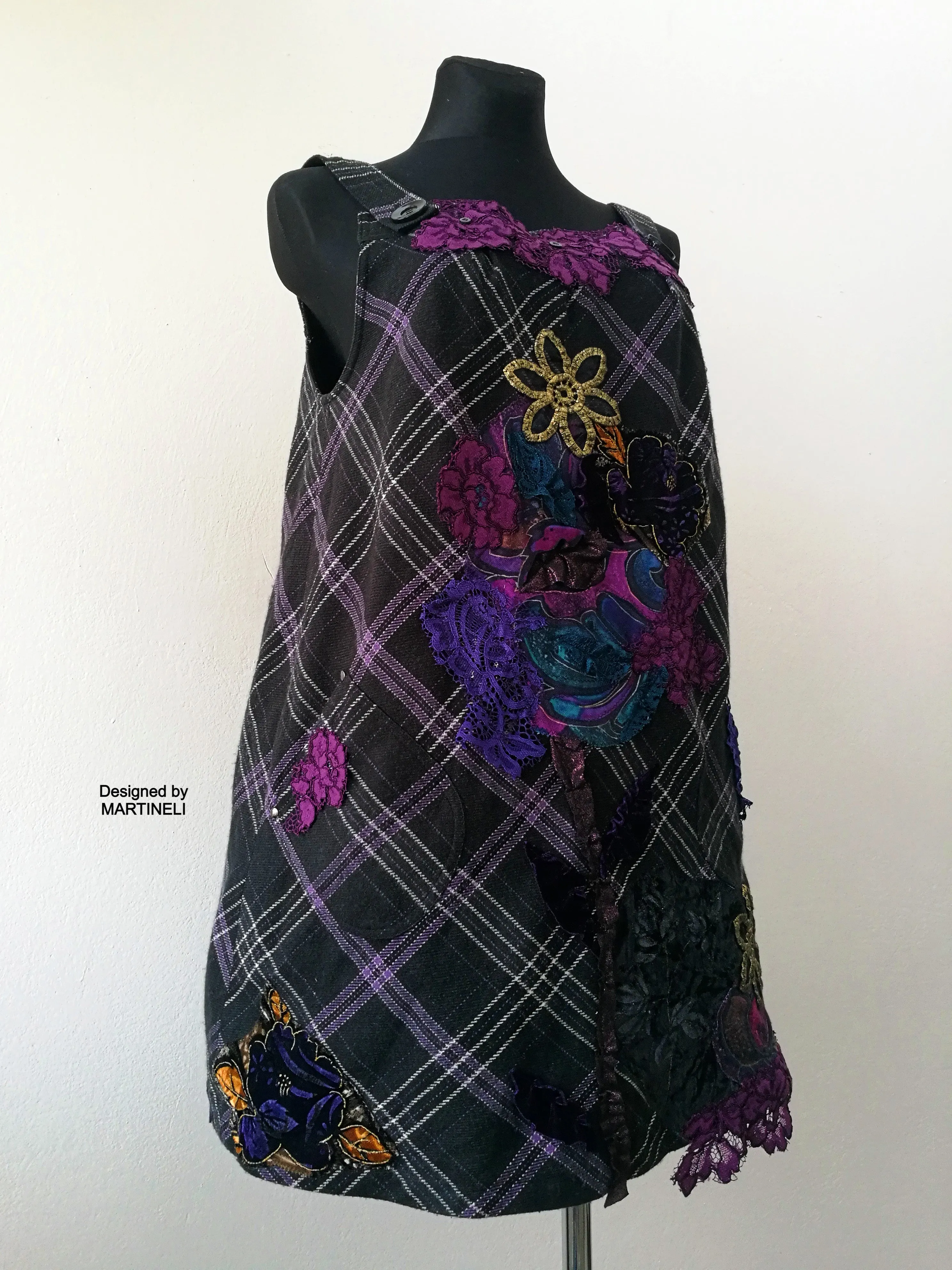 Purple Pinafore Dress,XL Wool Overall Dress,Jumper Dress