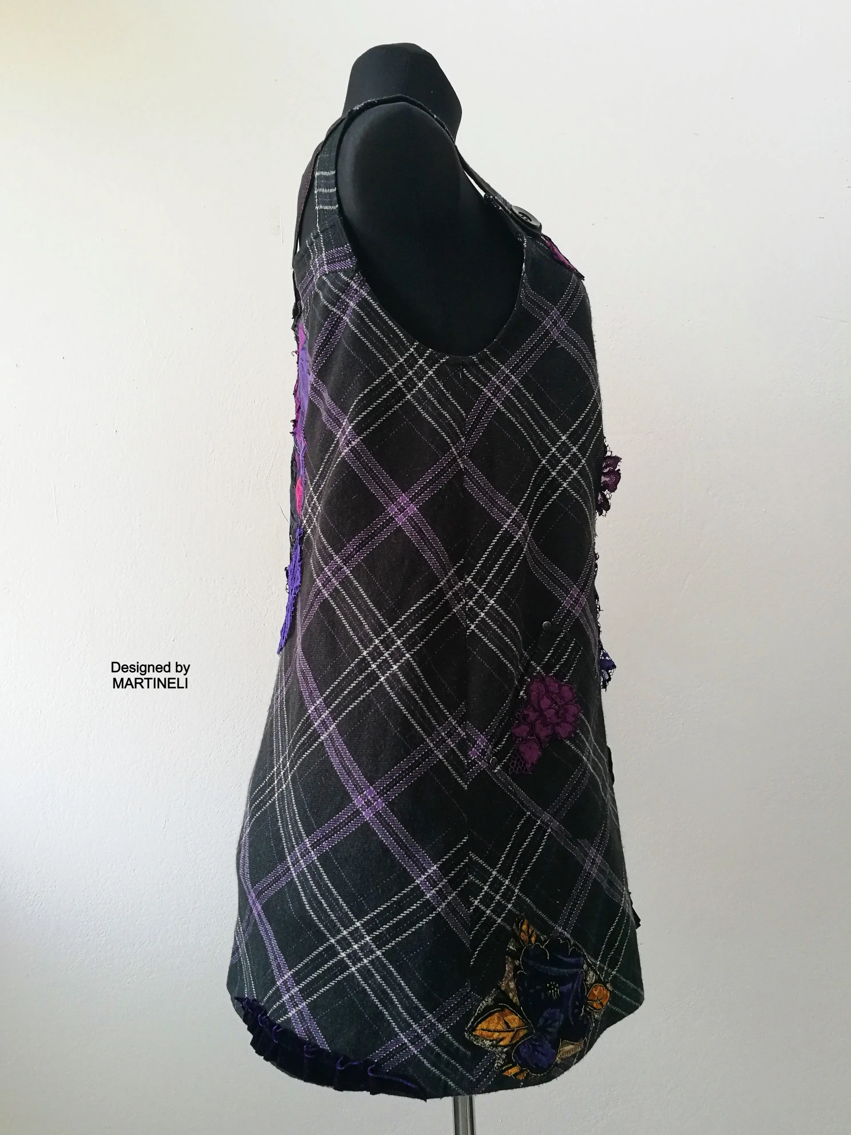 Purple Pinafore Dress,XL Wool Overall Dress,Jumper Dress