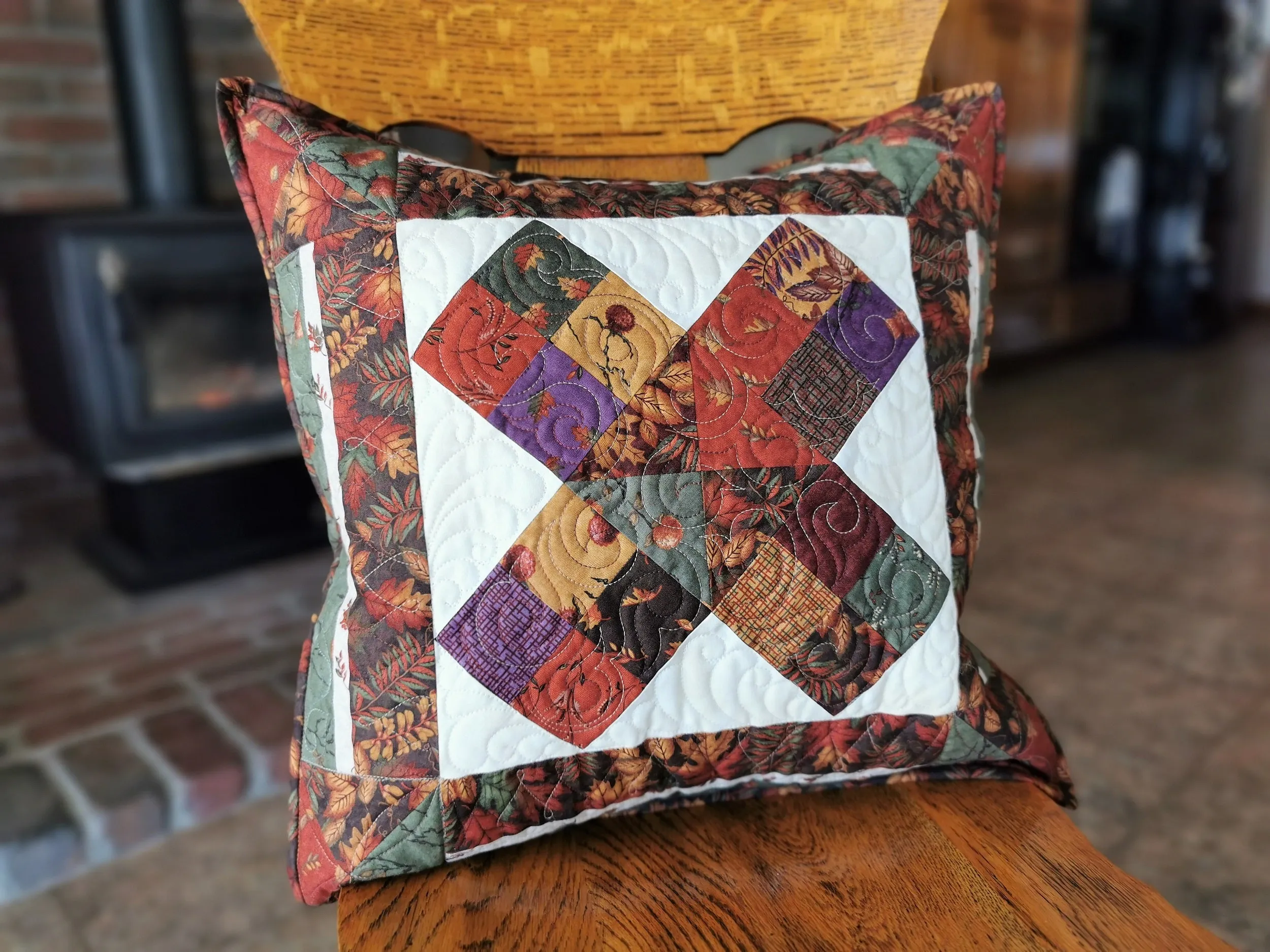 Quilted Pillow for Fall, 20 inch square