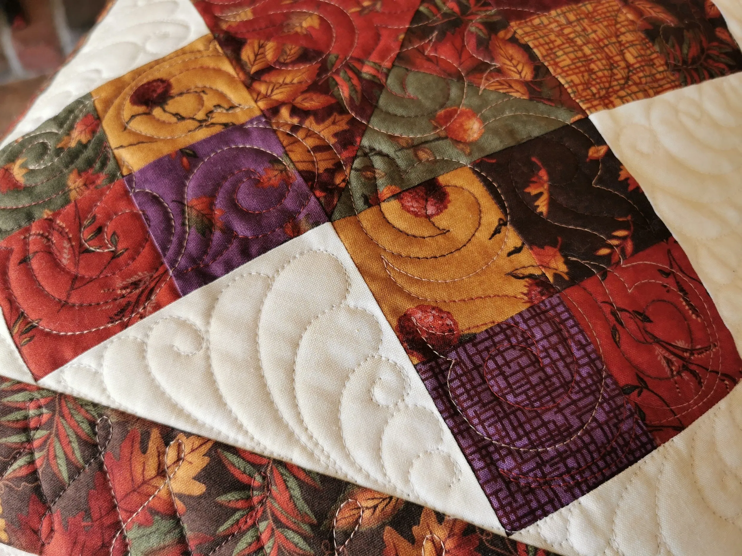 Quilted Pillow for Fall, 20 inch square