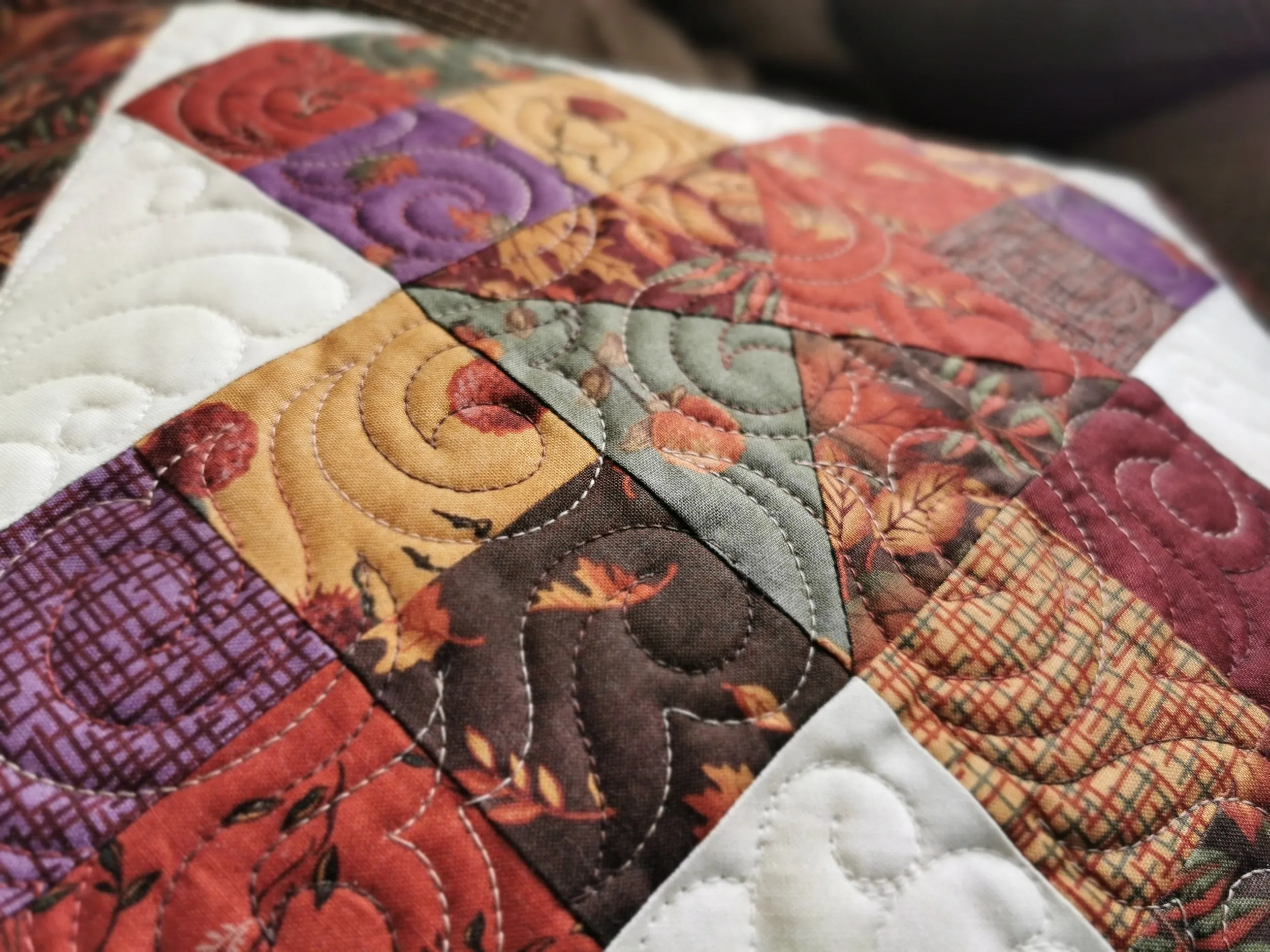 Quilted Pillow for Fall, 20 inch square