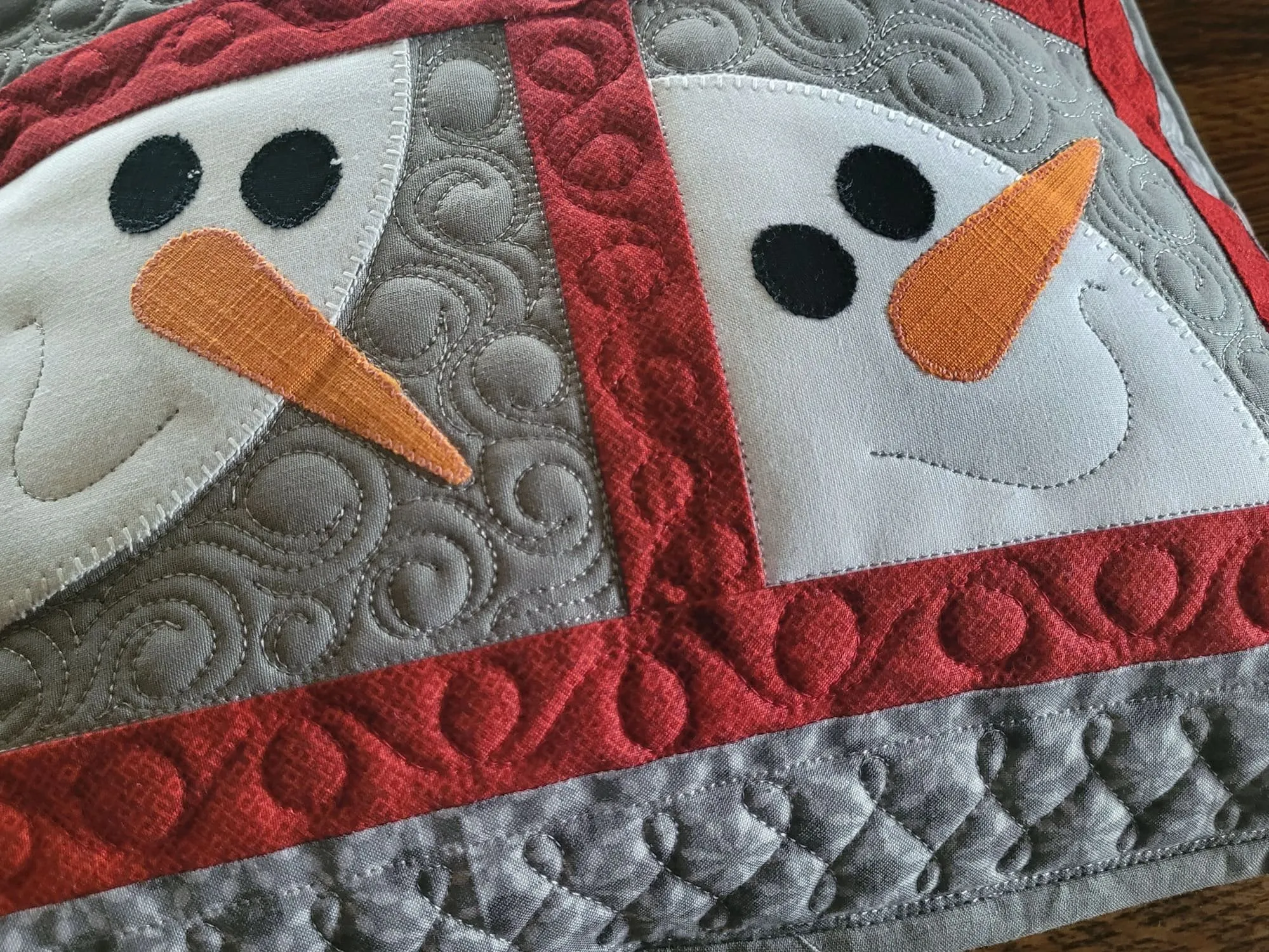 Quilted Snowman Pillow