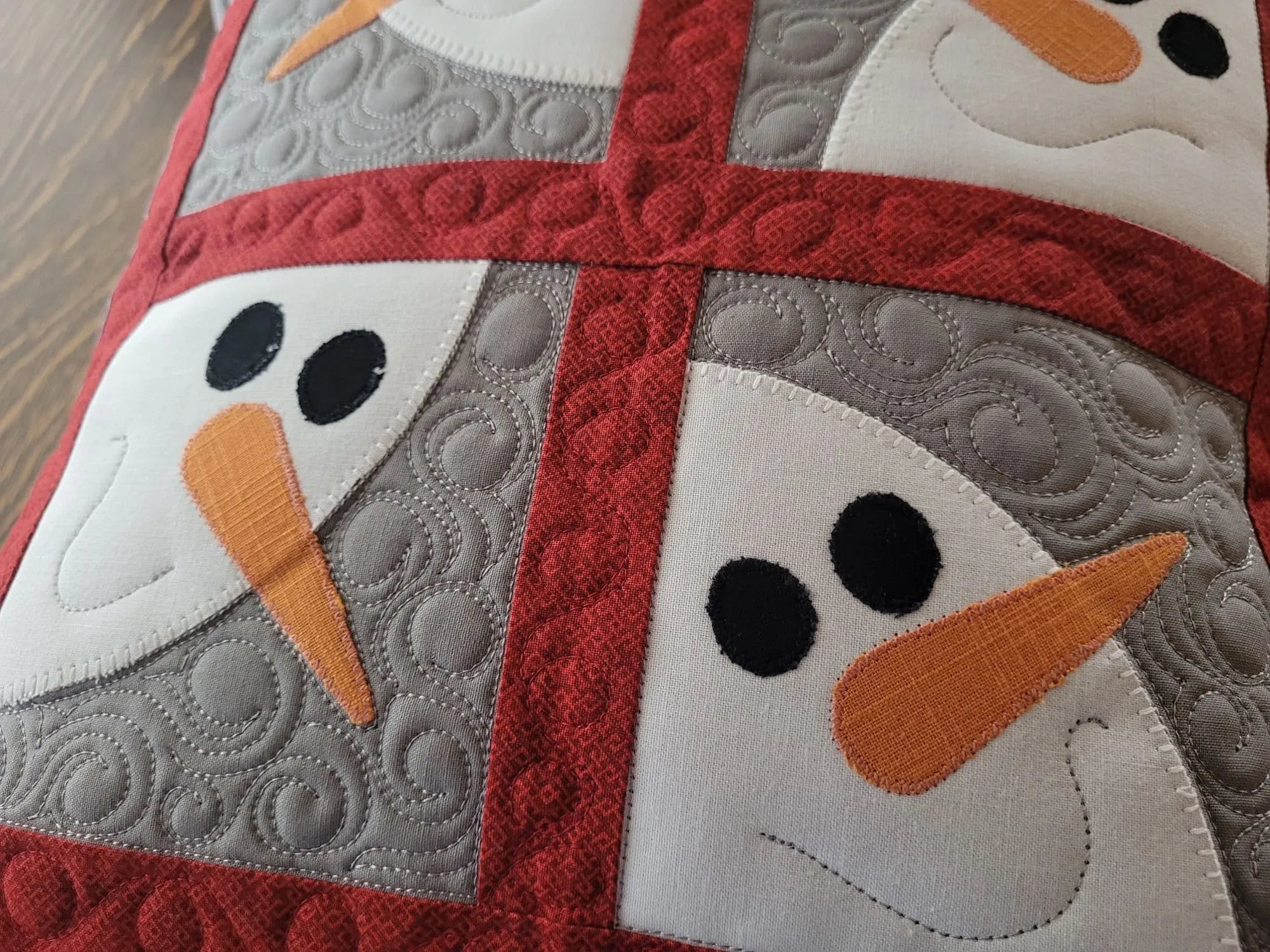 Quilted Snowman Pillow
