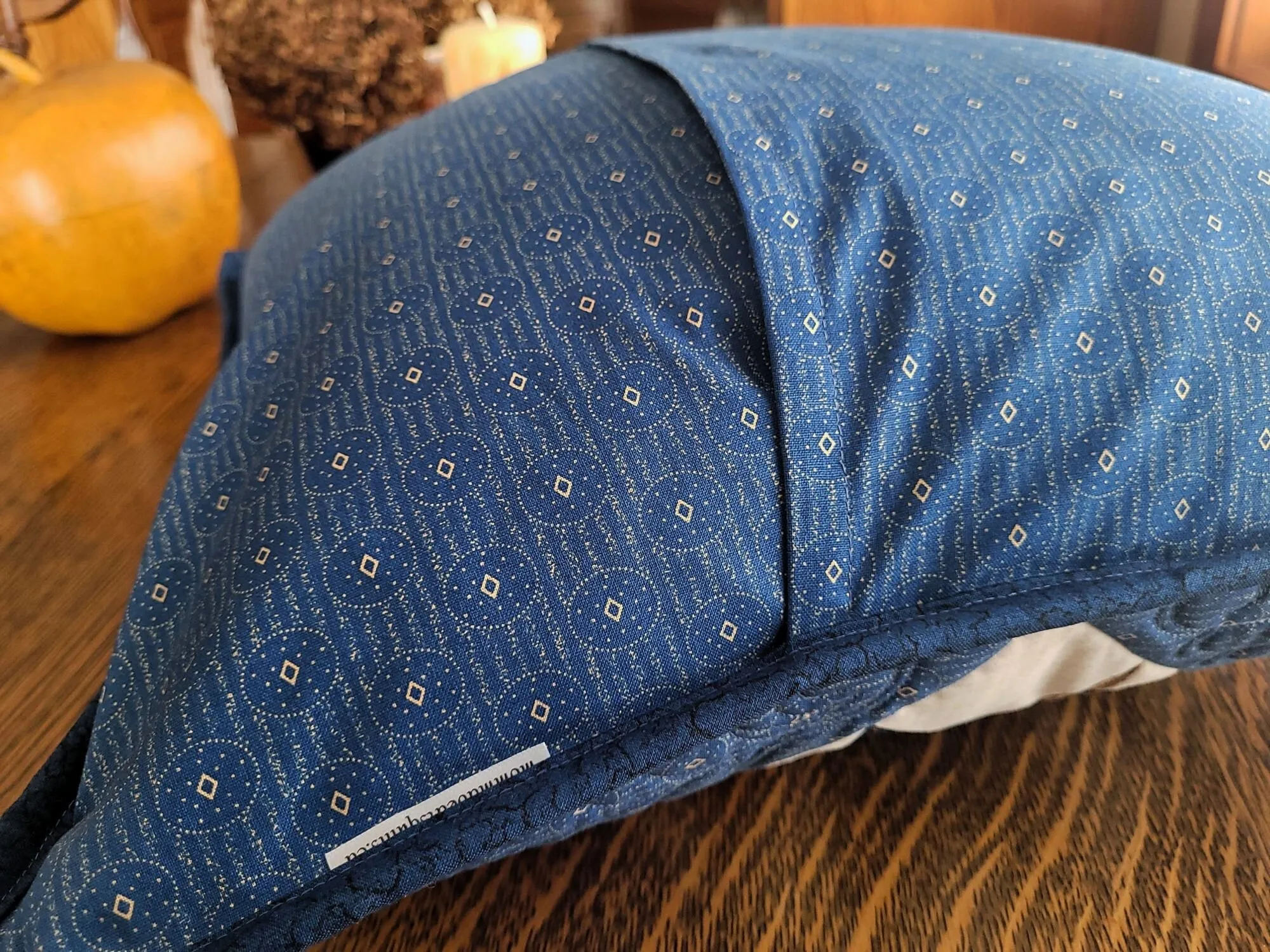 Quilted Throw Pillow, Blue and Brown