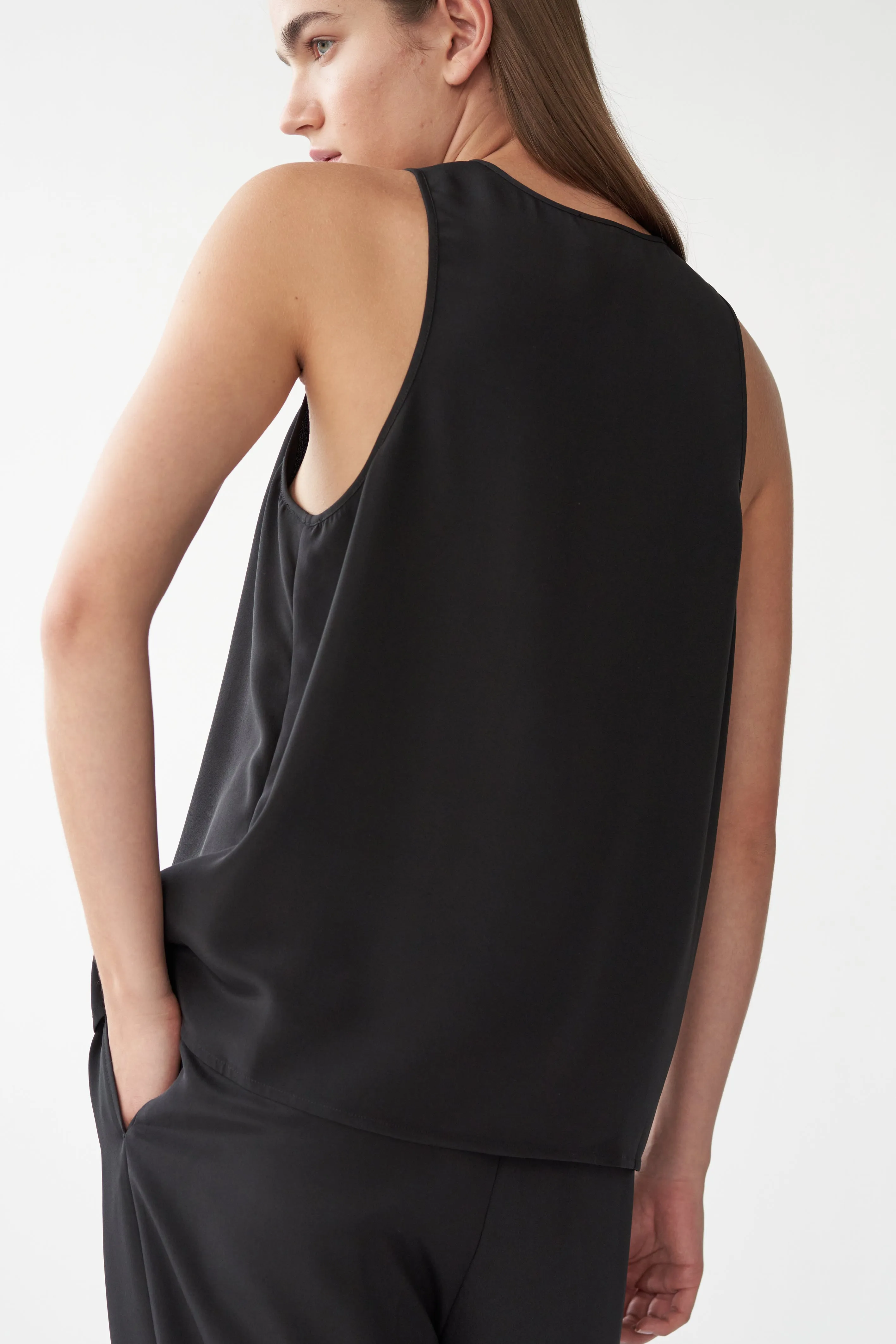 RAY TOP - BLACK - SILK GEORGETTE