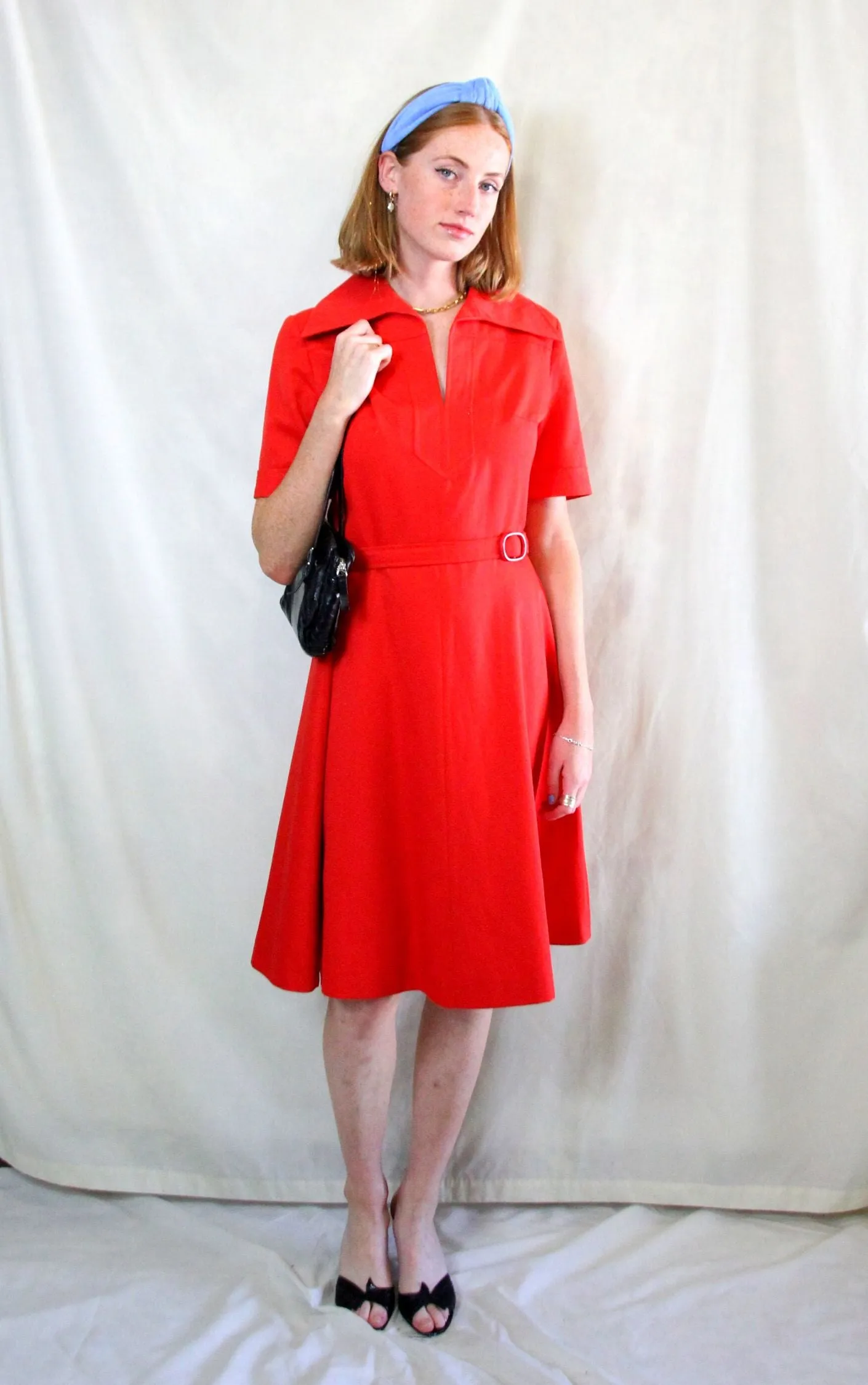 Red 1970s Vintage Dress