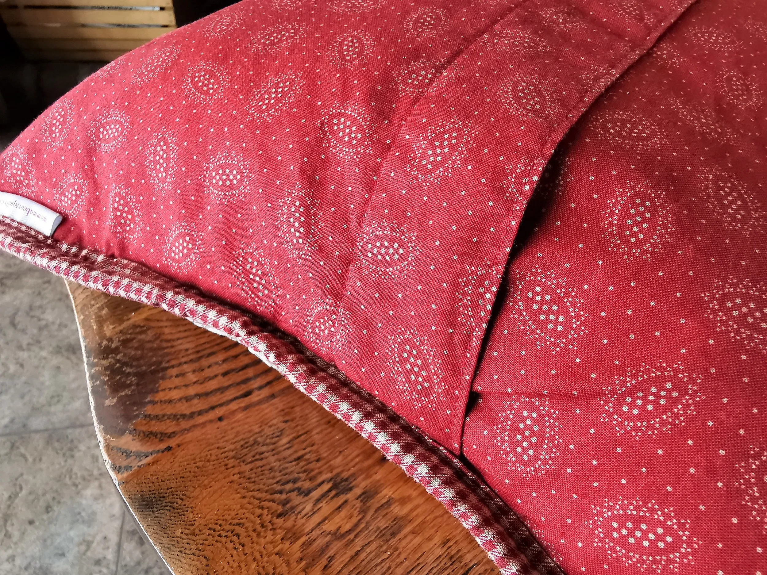 Red Patchwork Throw Pillow, 16 inch square