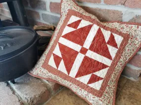 Red Patchwork Throw Pillow, 16 inch square