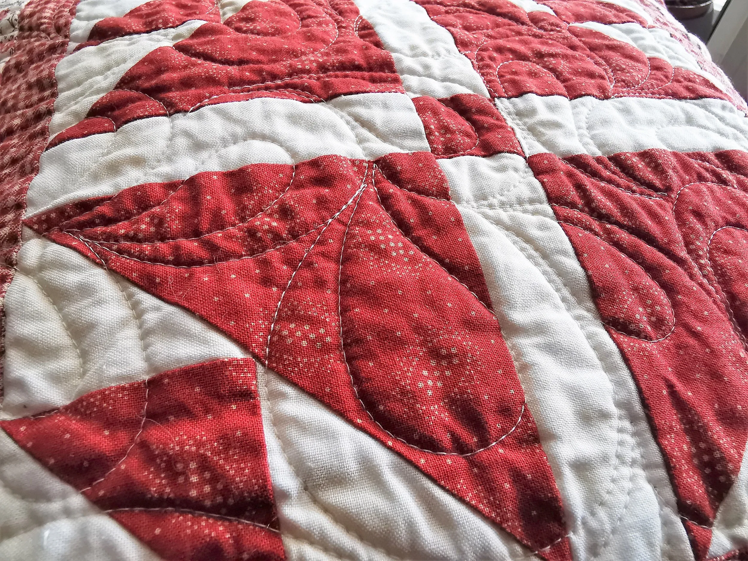 Red Patchwork Throw Pillow, 16 inch square