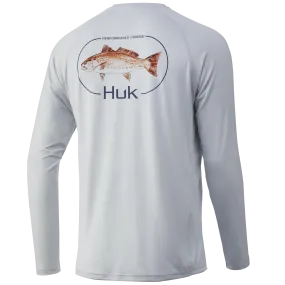 Redfish Pursuit Long Sleeve Performance T Shirt- Glacier