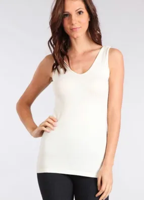 Reversible Scoop & V-Neck Tank - Off White