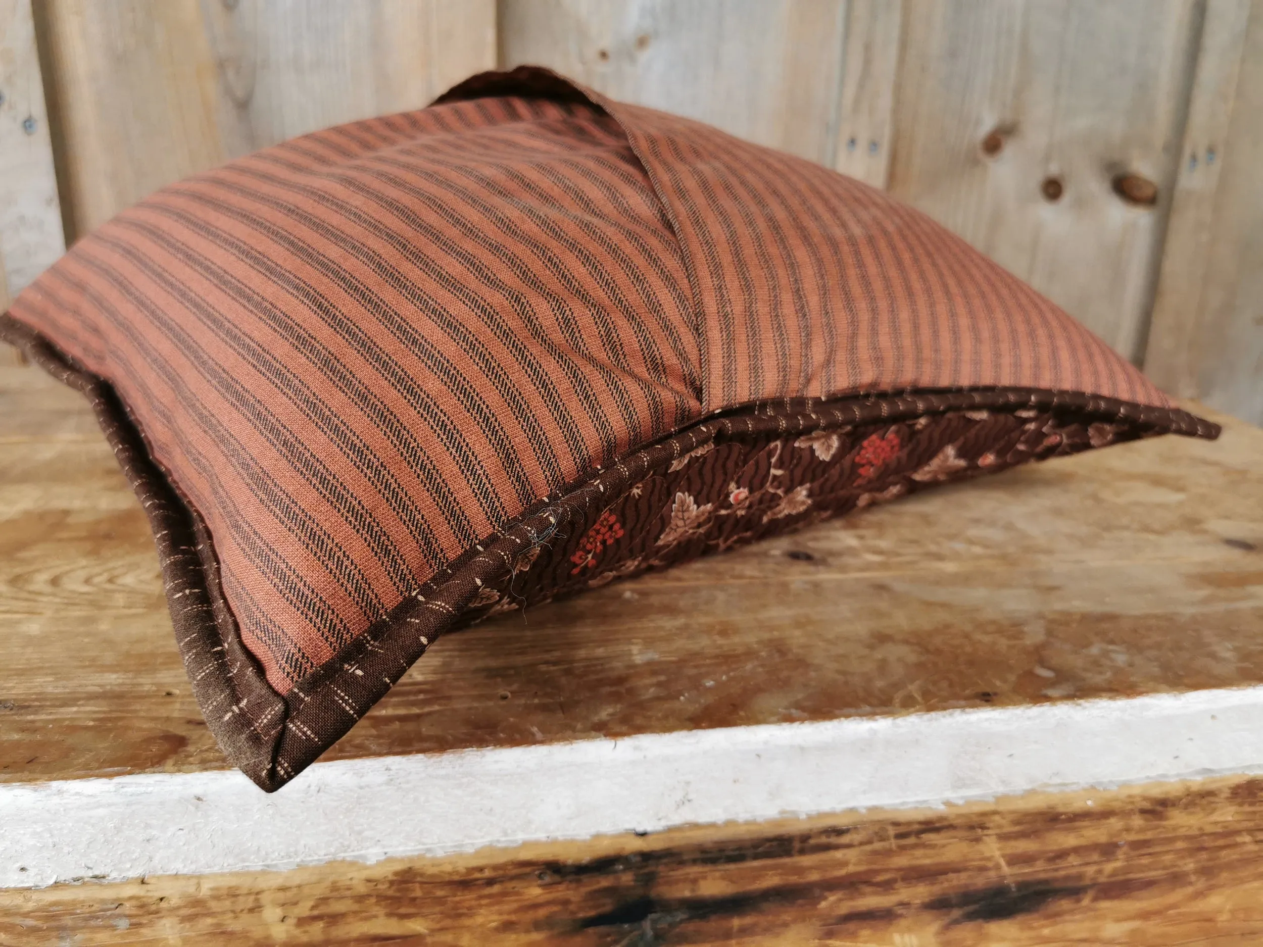 Rustic Quilted Pillow | Civil War Patchwork Sofa Pillow | 16 inch square Throw Pillow