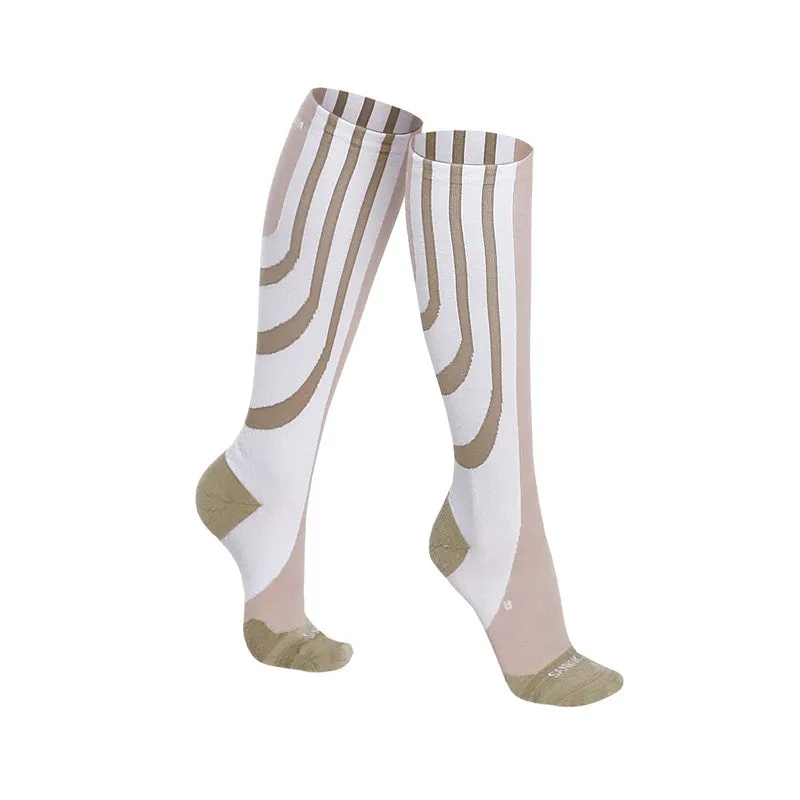 Sankom - Patent Active Compression Socks, White & Beige