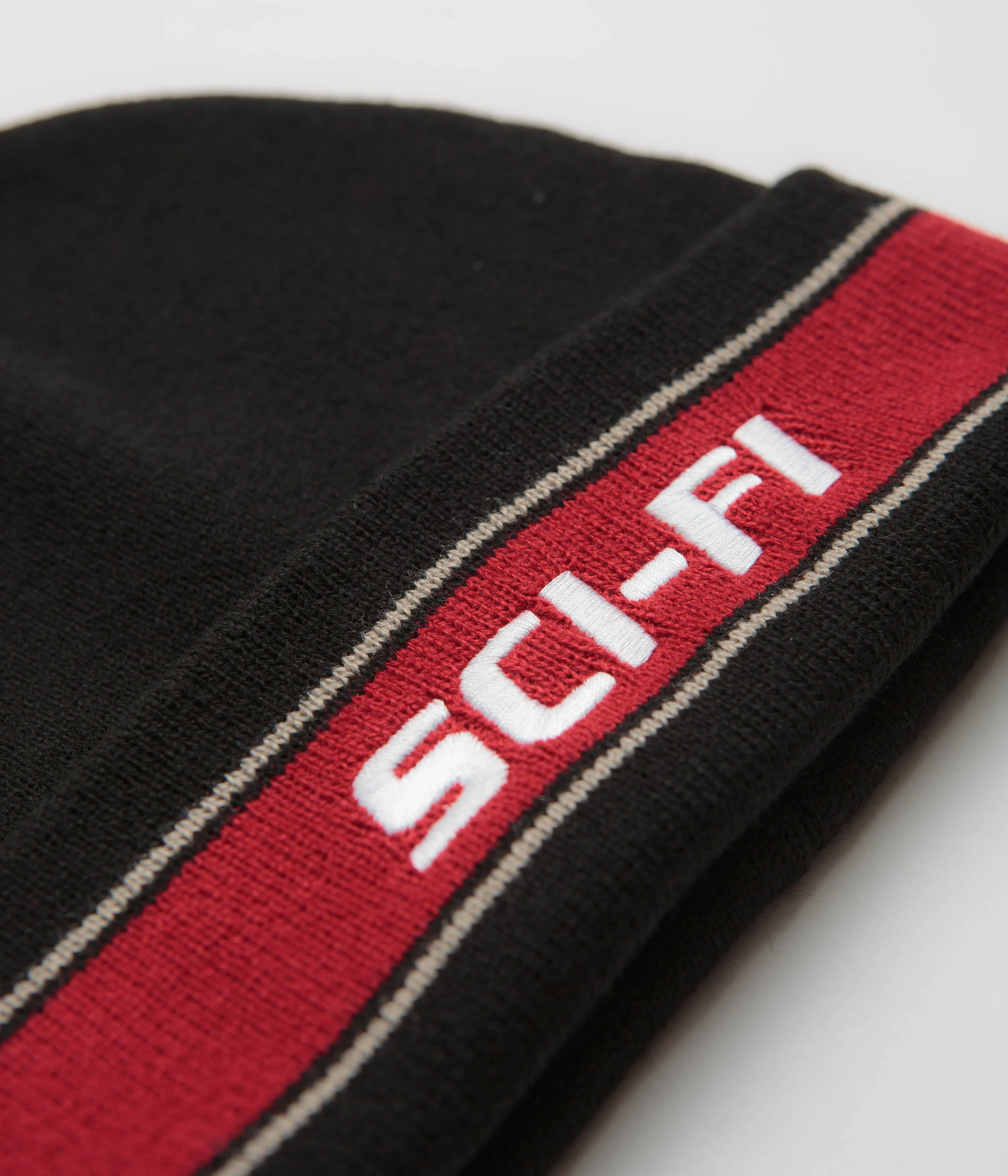 Sci-Fi Fantasy Striped Logo Beanie - Black