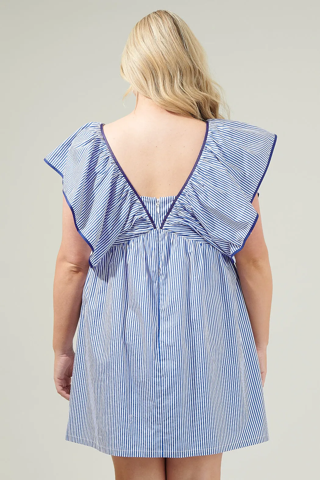 Sherah Striped Mini Babydoll Dress Curve