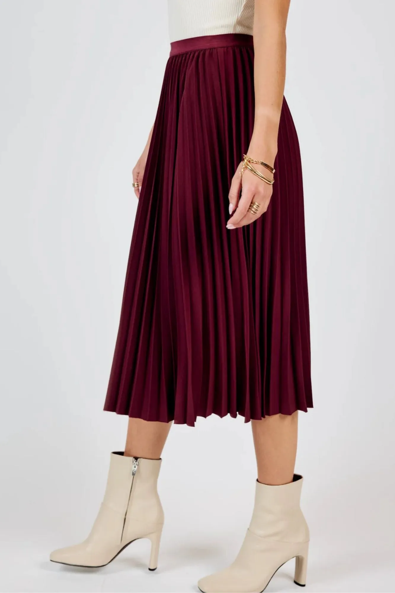 Silent Streets Pleated Midi Skirt