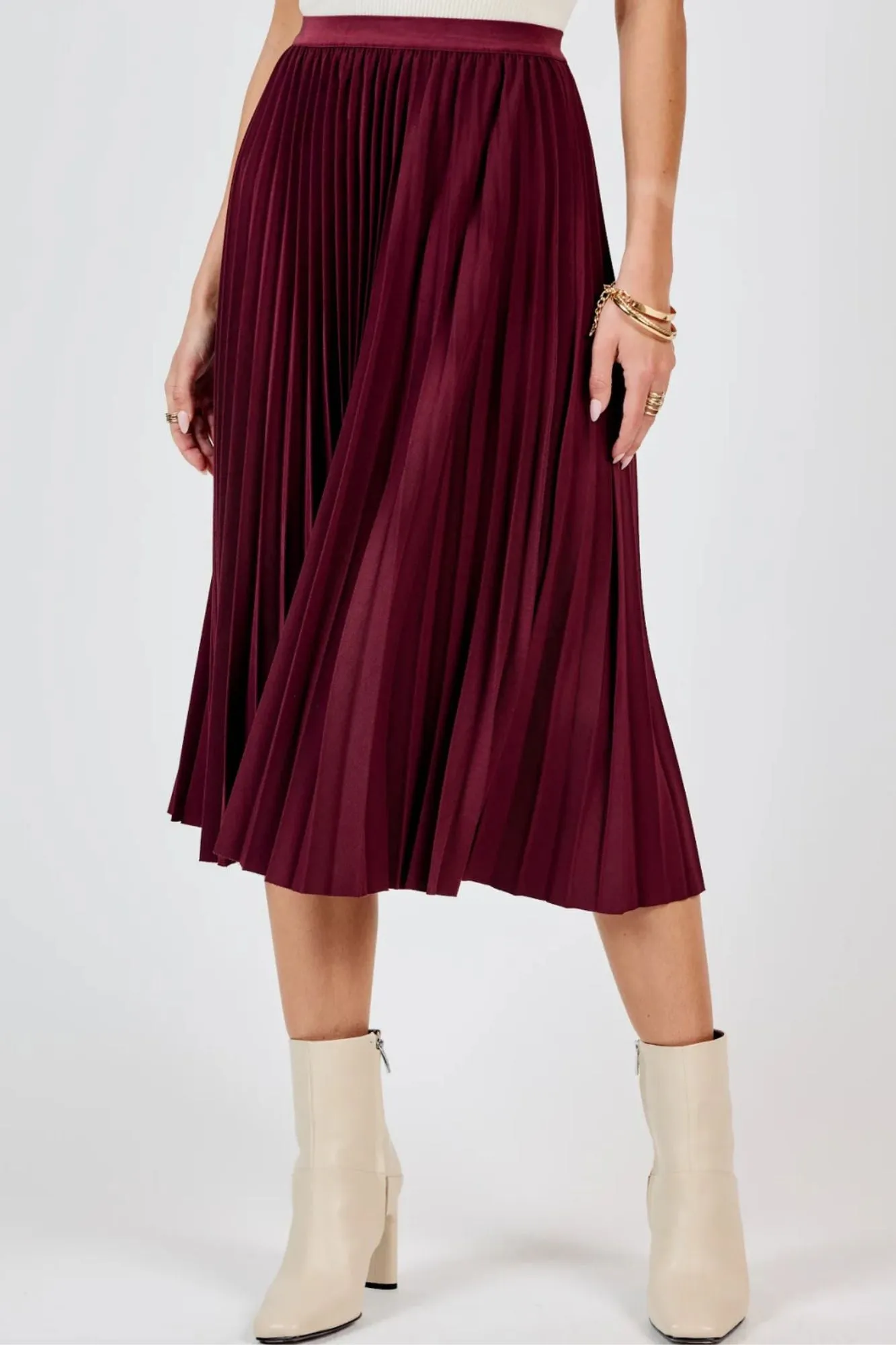 Silent Streets Pleated Midi Skirt