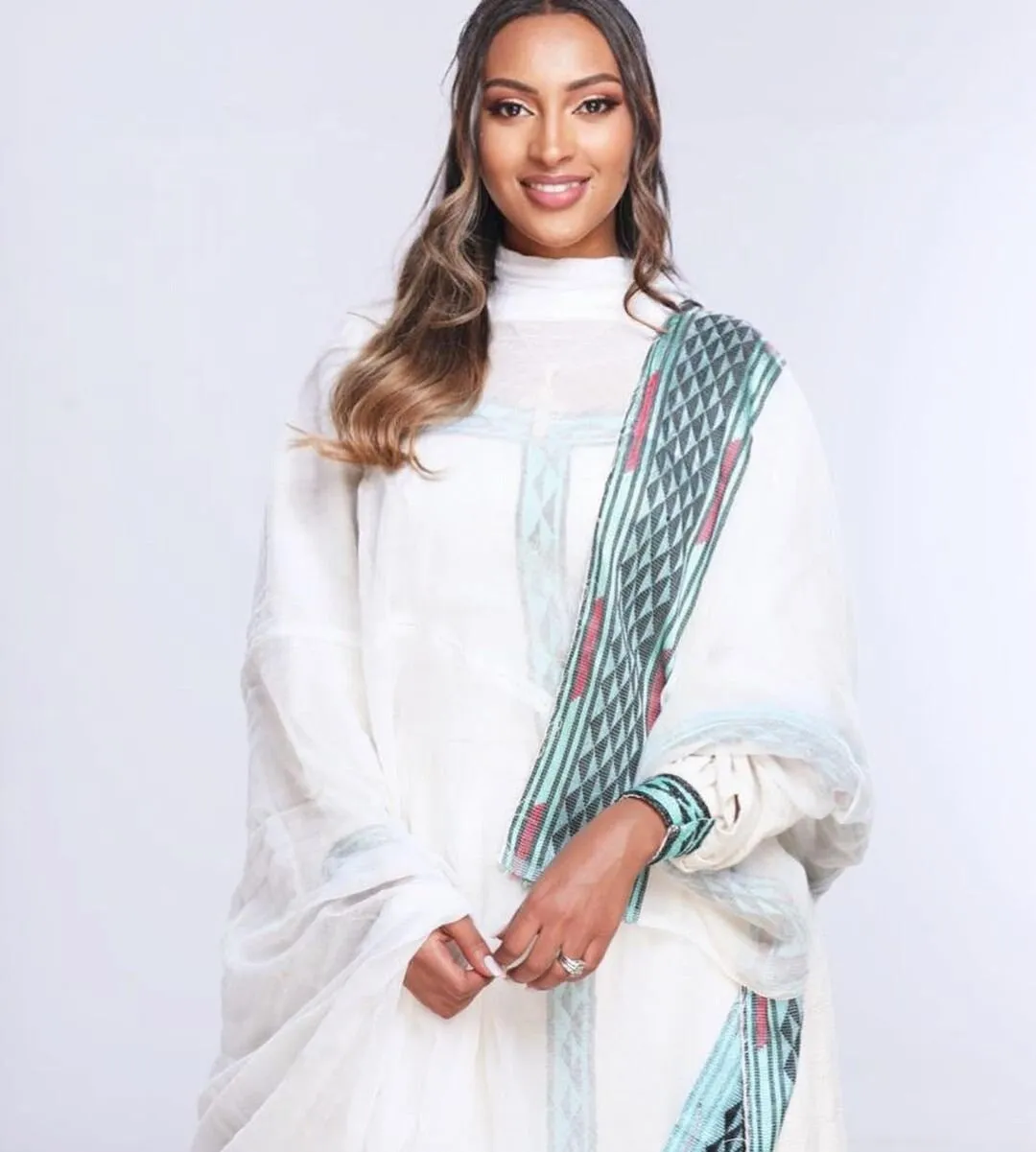 Simple Blue Design Habesha Dress in Menen Fabric Habesha Kemis Habesha Libs es00143