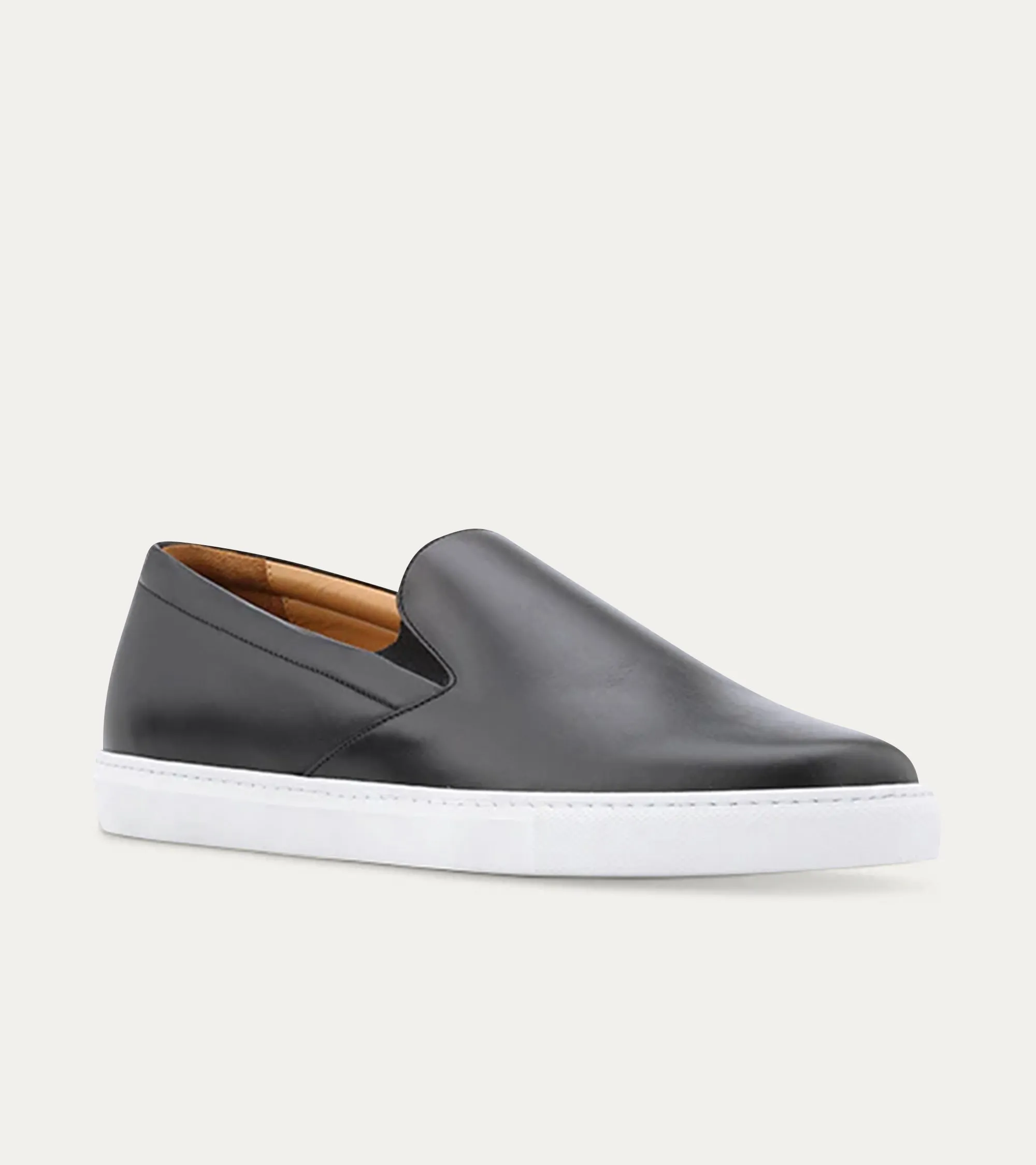 Slip On Sneaker In Black Leather