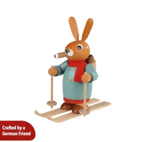 Smoking man easter bunny on skis