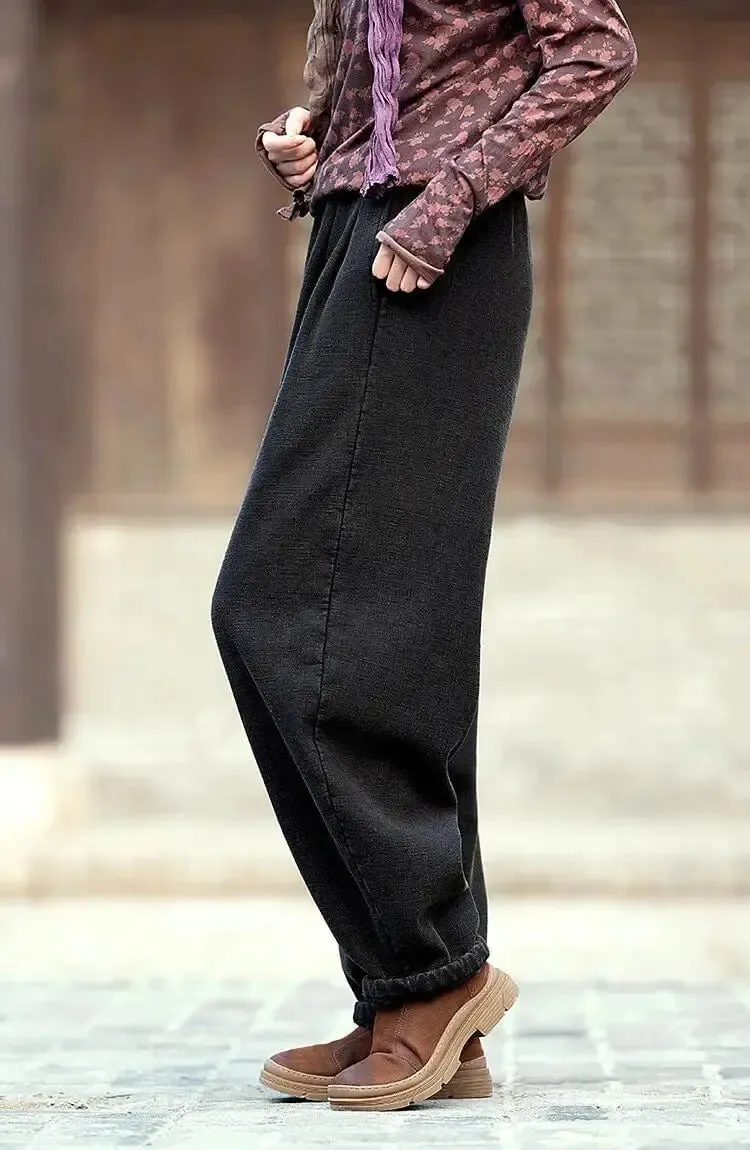 spring pants for women Loose Boho Vintage Linen Bloomers