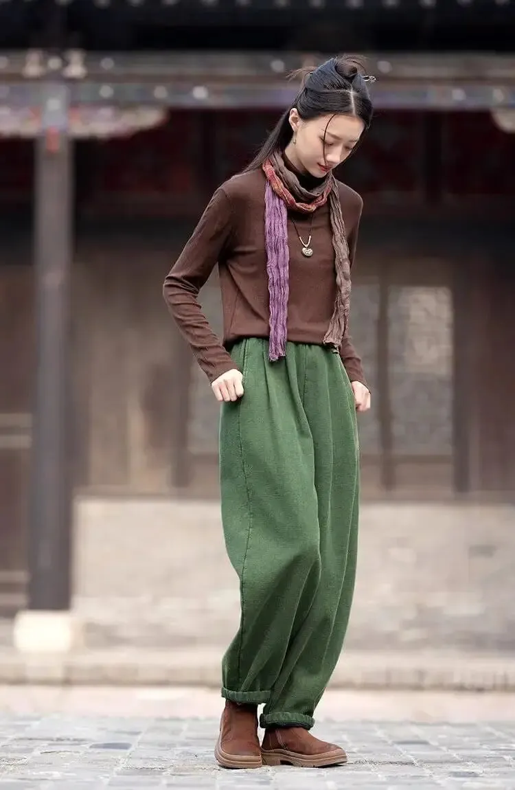 spring pants for women Loose Boho Vintage Linen Bloomers