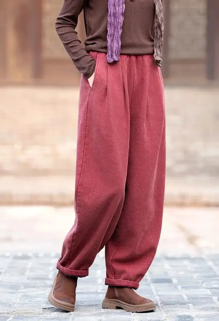 spring pants for women Loose Boho Vintage Linen Bloomers