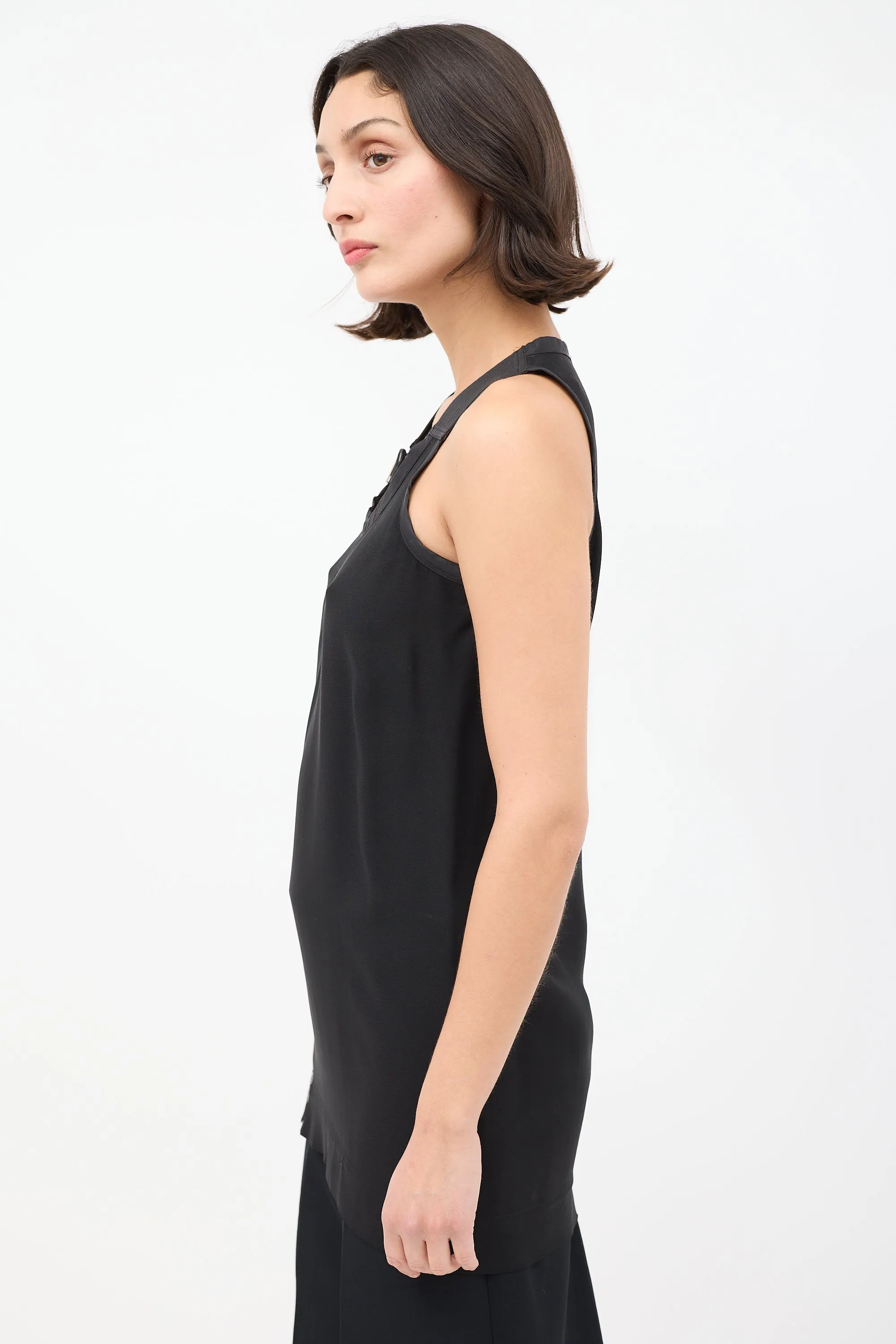 SS 2014 Black Asymmetrical Zip Tank Top