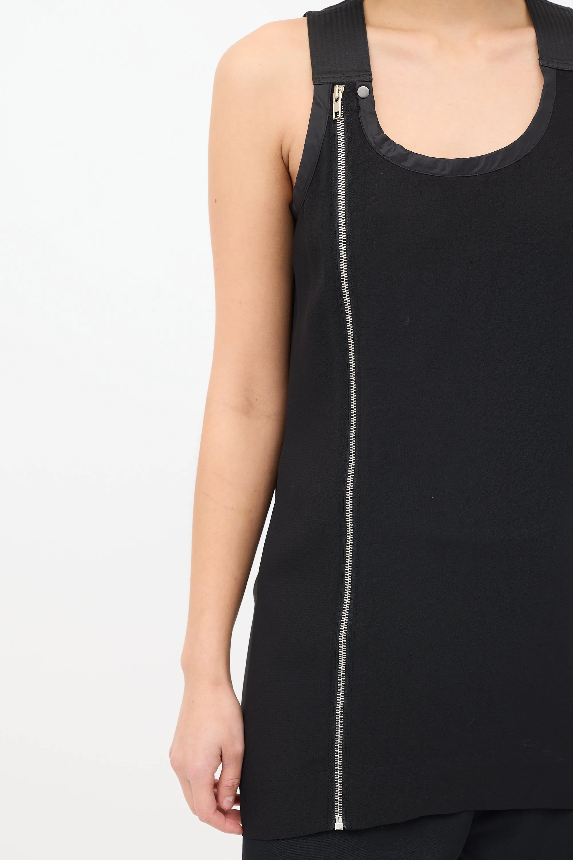 SS 2014 Black Asymmetrical Zip Tank Top