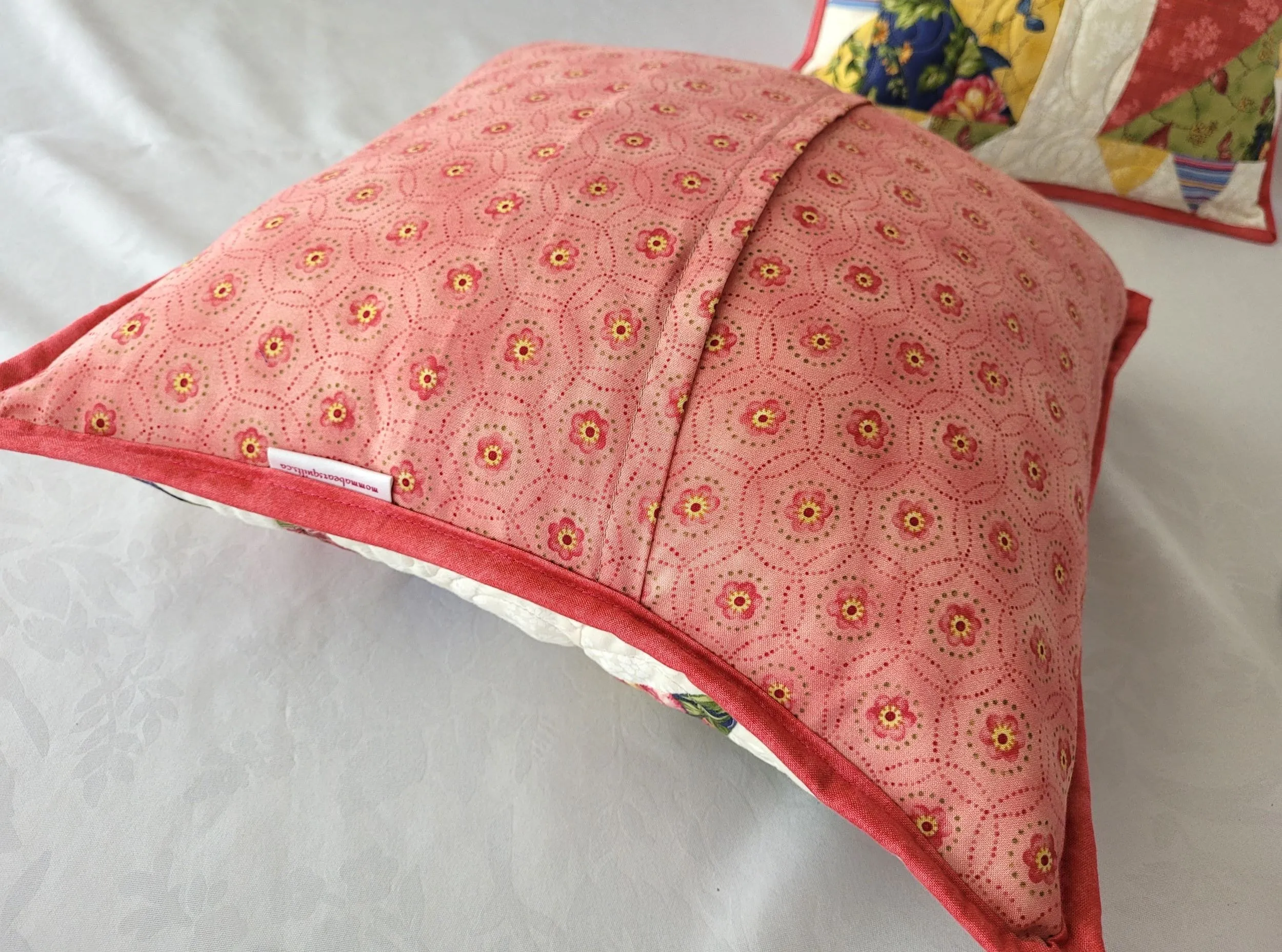 Summer Floral Quilted Pillow | Bear Paw Patchwork Throw Cushion