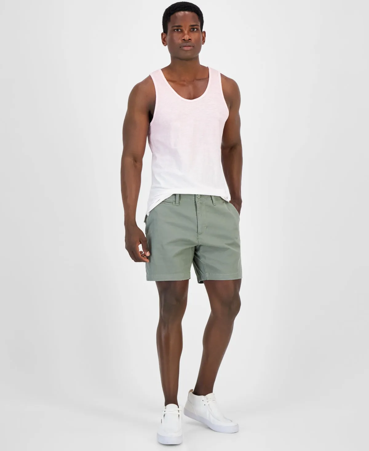 Sun   Stone Men's Colin Flat Front 7" Chino Shorts Green 40