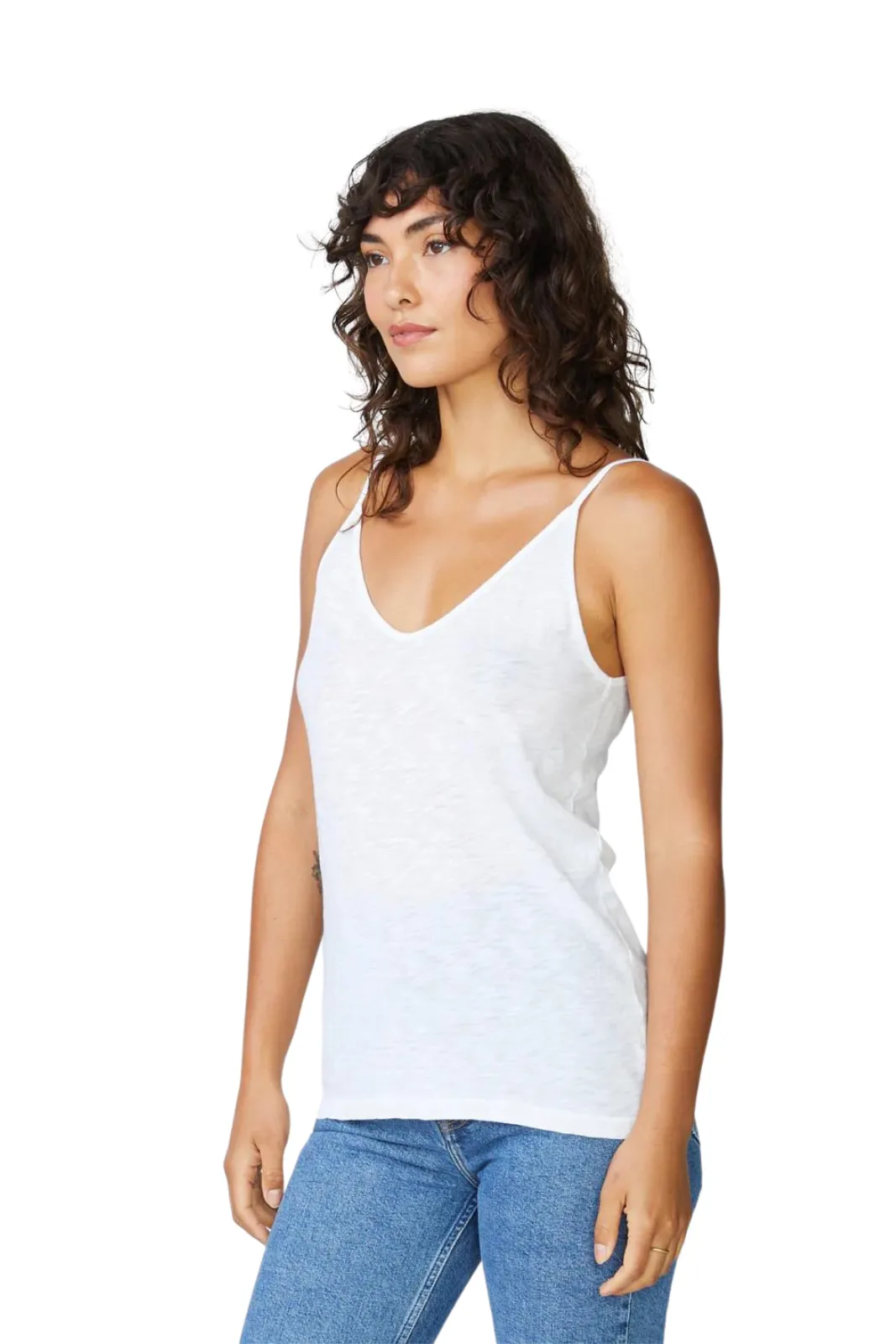 Supima Slub Jersey V-Neck Cami, White