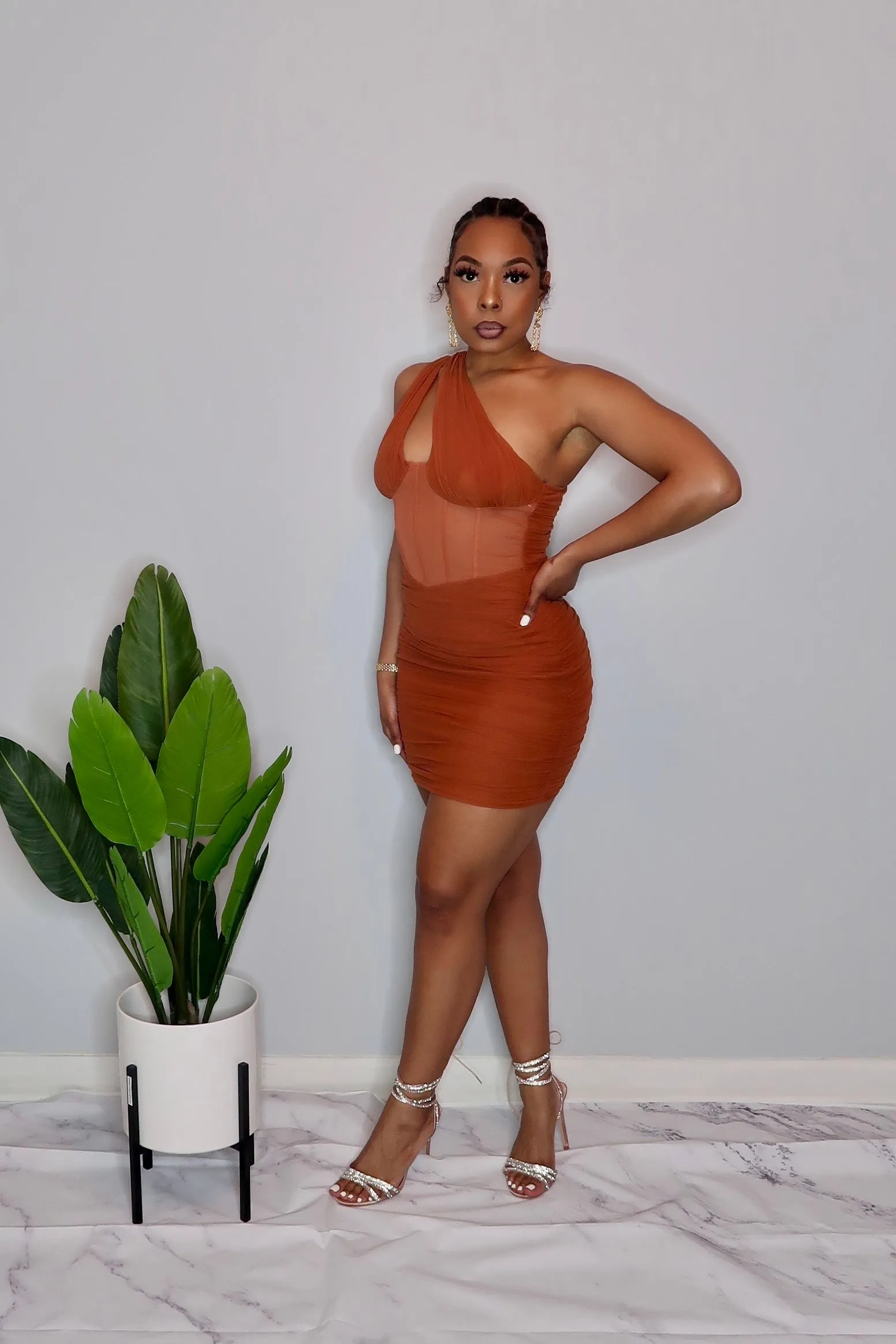 Take Notes Corset Dress- Rust