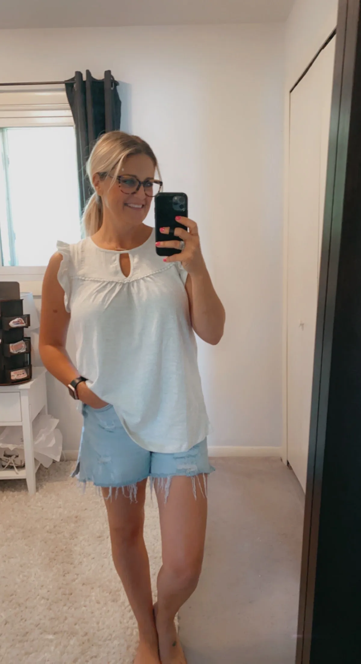 Tank Top with ruffle sleeve Ivory