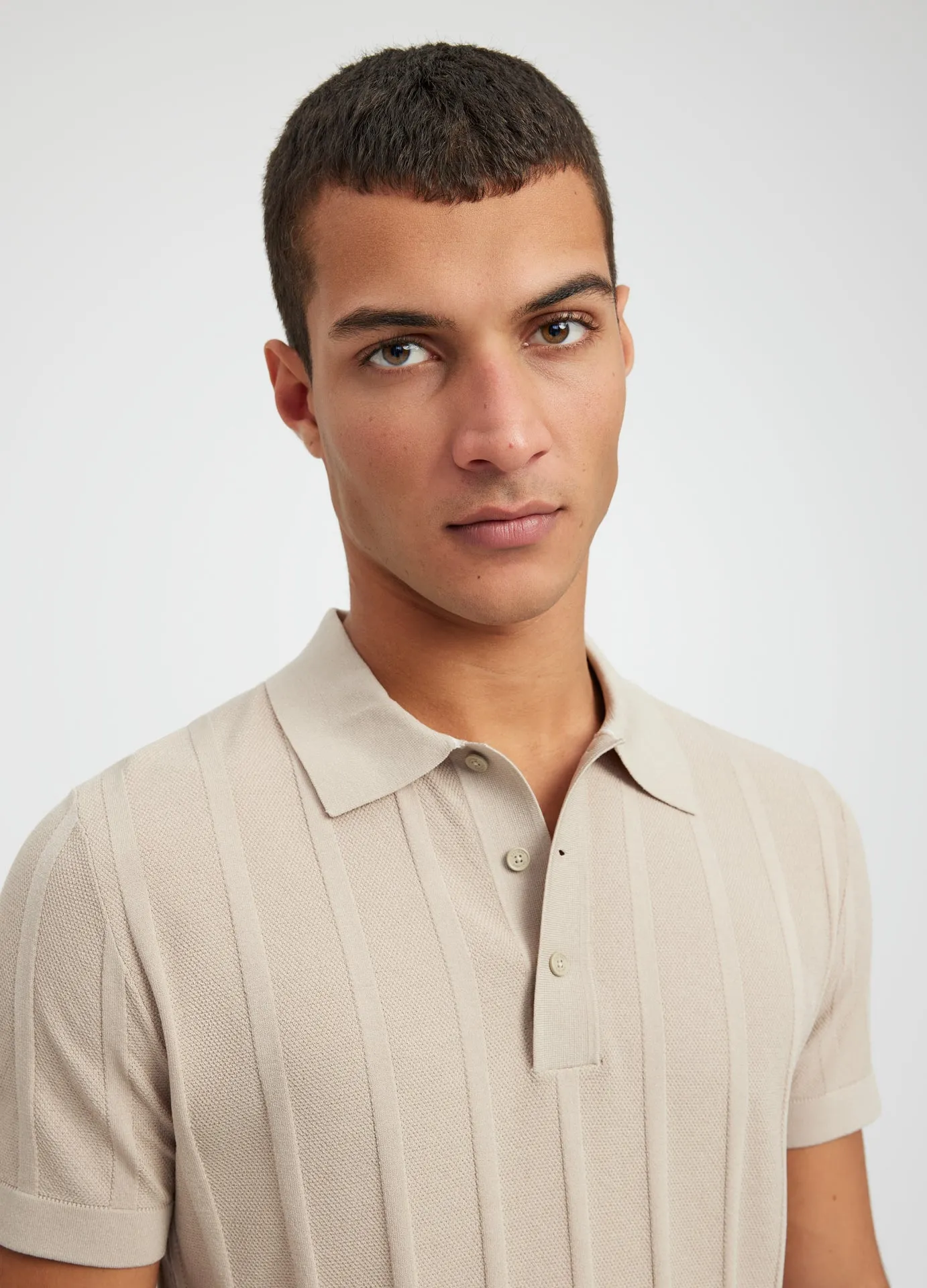 Textured Tech Knit Polo Sand